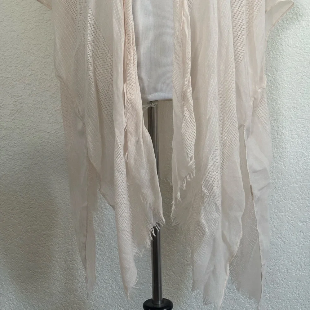 Sonoma Kimono Wrap O/S White Swan Mesh Knit Handkerchief Hem WSN21LP11